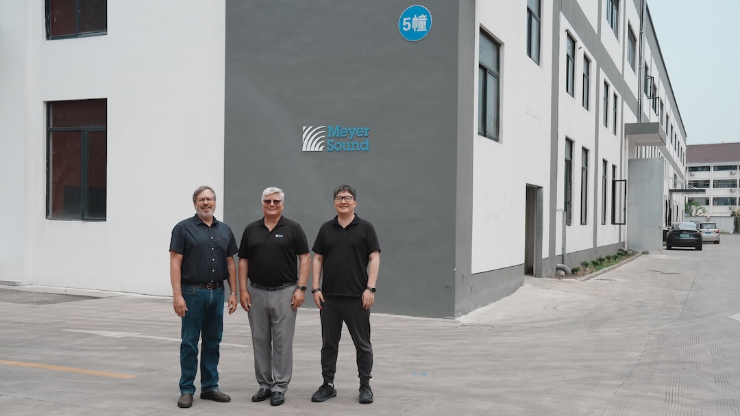 James Bolton, John McMahon and Theodore Huang outside Meyer Sounds new facility.