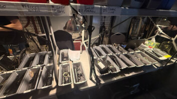 A veritable RF wireless gear buffet , backstage at the Tony Awards.