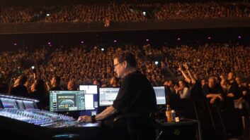 Longtime FOH engineer Ken “Pooch” Van Druten has added new gear to the house mix position on the band’s current European stadium tour.
