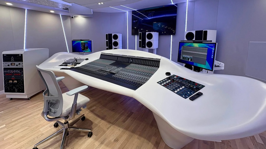 LEC Studios' SSL Origin 32-channel analog console is mounted within sculptural furniture custom-designed and built by Malvicino Design Group.