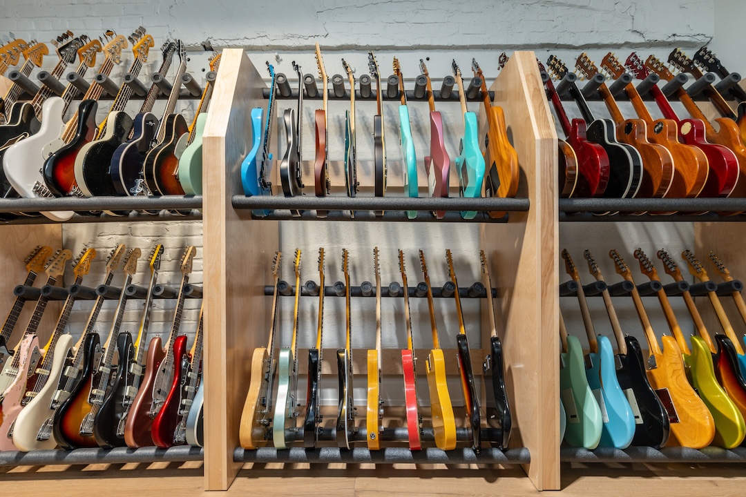 There are dozens and dozens of electric and acoustic guitars and basses at Memory Music Studios. Photo: A1R Media
