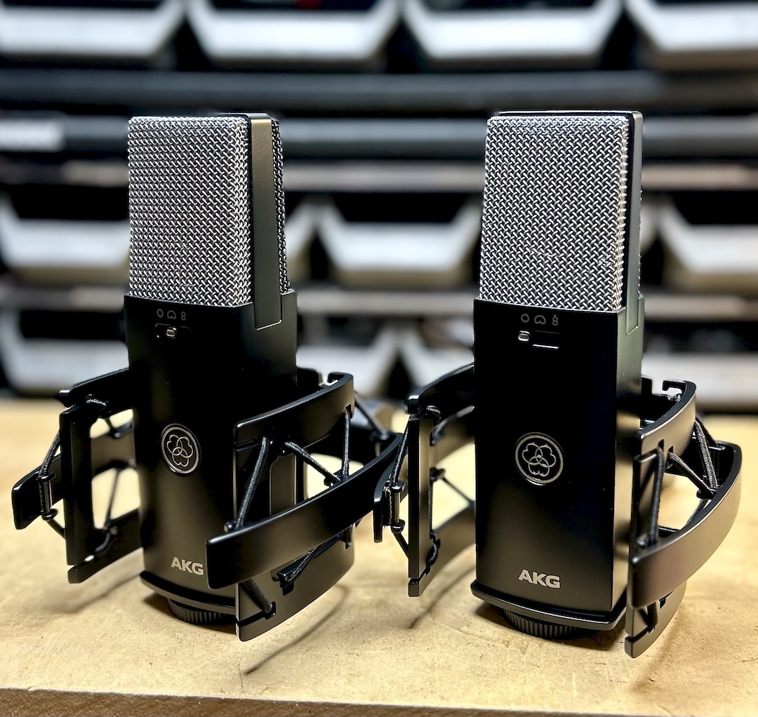 For a test, Rob captured a hard rockin’ drum session with a pair of AKG C114s.
