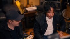 David Kalmusky, left and artist/songwriter John Oates at the Trident TSM console, working on restoring and mixing a rediscovered tape vault multitrack, which will be Oates’ next single, “Goodnight Or Goodbye,” more than 30 years after it was recorded. Photo: Jason Lee Denton.