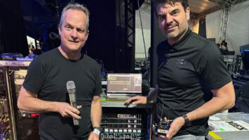 Front of House Mix Engineer Philip J. Harvey and Monitor Engineer Kevin Glendinning