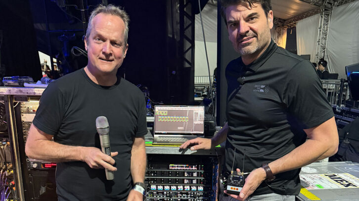 Front of House Mix Engineer Philip J. Harvey and Monitor Engineer Kevin Glendinning