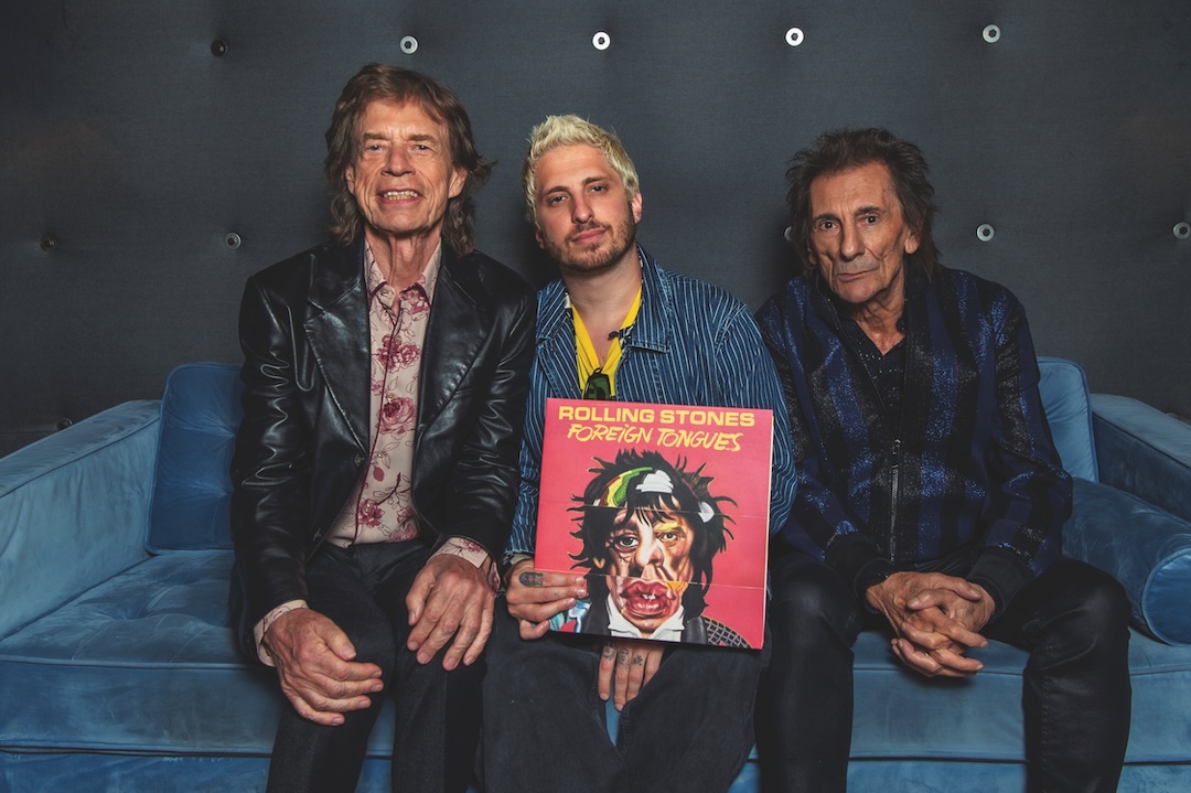 The Rolling Stones’ recent Foreign Tongues album marks the second time the band has worked with Watt, seen here with Mick Jagger and Ron Wood. Photo: Courtesy of Andrew Watt.