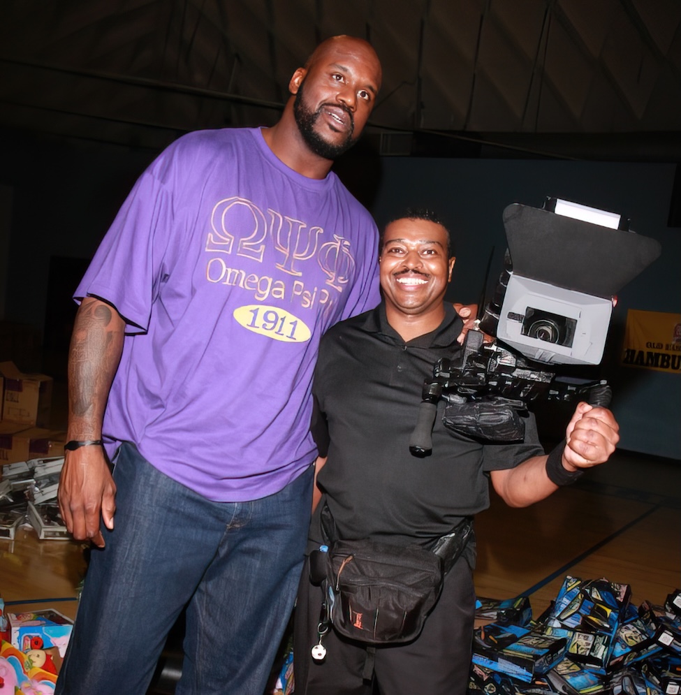 On-set with Shaq and Keith O'Derek. Photo: O'Derek.