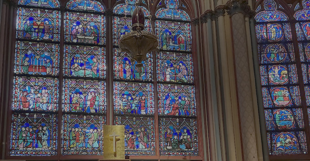 Magnificent stained glass at one of the chapels in Notre Dame.
