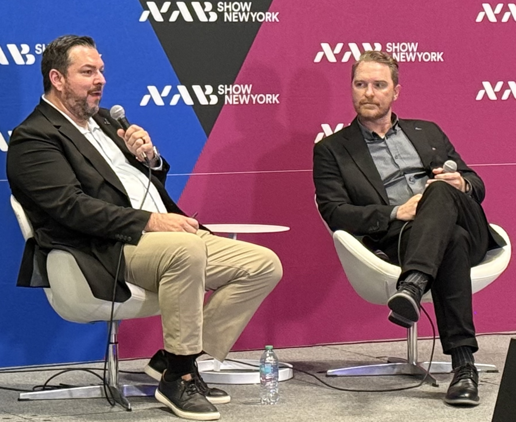 Shure’s Ben Escobedo (left) and Jason Waufle shared insights and knowledge as they hosted the session, “High Tier Broadcast Array Deployments and Wireless at Scale.”