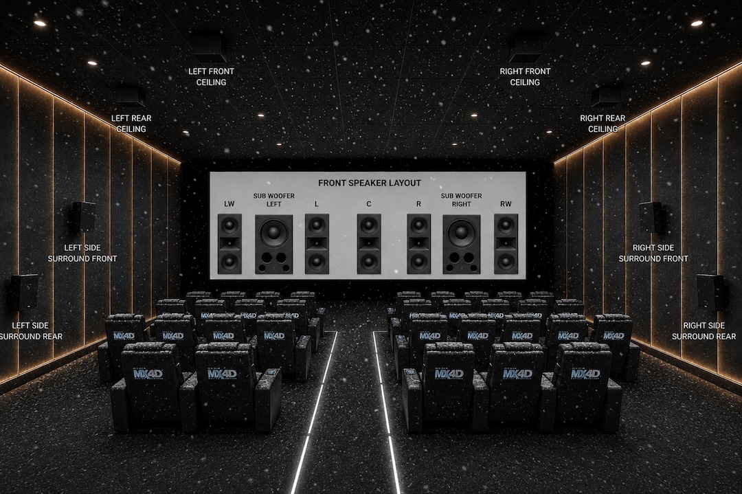 A rendering of the final speaker layout for the SEAMAX theater in Ketchikan, Alaska. Photo: Courtesy of Rick Camp