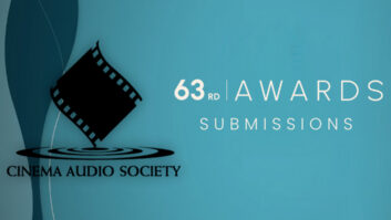 Submissions are now open for the 63rd Annual Cinema Audio Society Awards, to be held on Saturday, March 6, 2027.