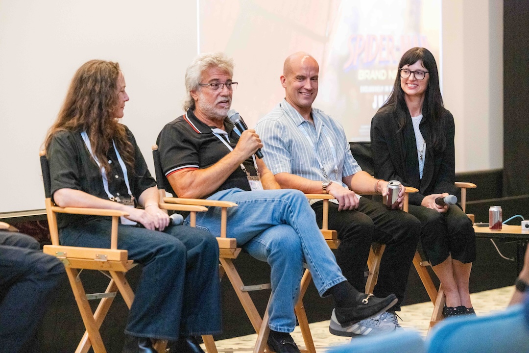 An A-list panel of, from left, supervising sound editor Katy Wood, re-recording mixer Greg P. Russell; supervising sound editor Jack Whitaker; and re-recording mixer Onnalee Blank discussed the sound for Spider-Man: Brand New Day. Photo by Dajuana Jones/smug mug.